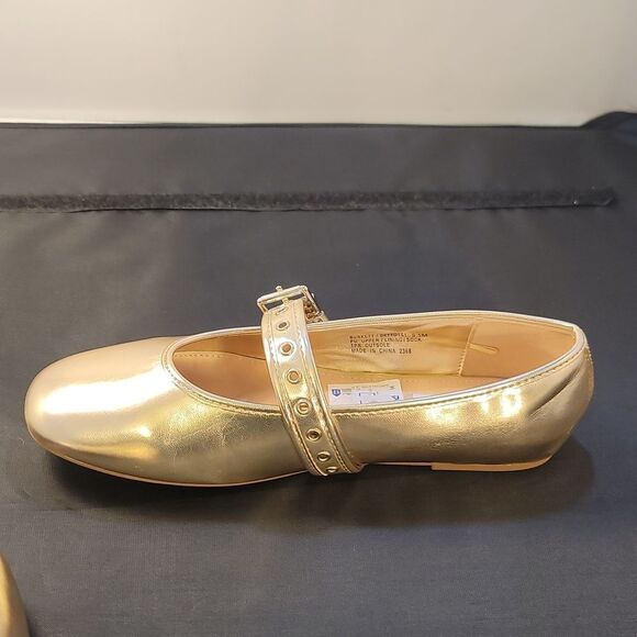 BRAND NEW STEVE MADDEN BALLET WITH STRAP CHIC GOLD MARY JANE - Picture 12 of 13